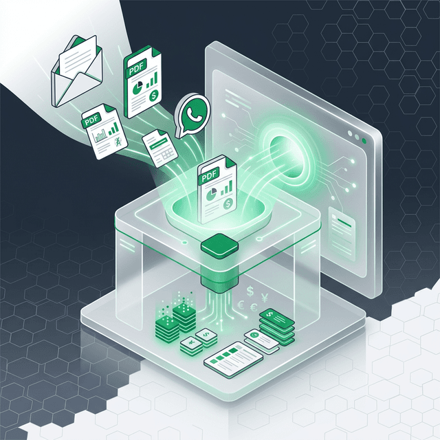 Collect - Drag-and-drop, email forwarding, WhatsApp assistant, or public upload links per company.